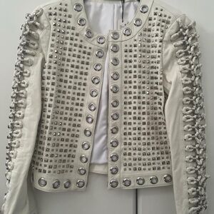 Alice and olivia leather studded jacket